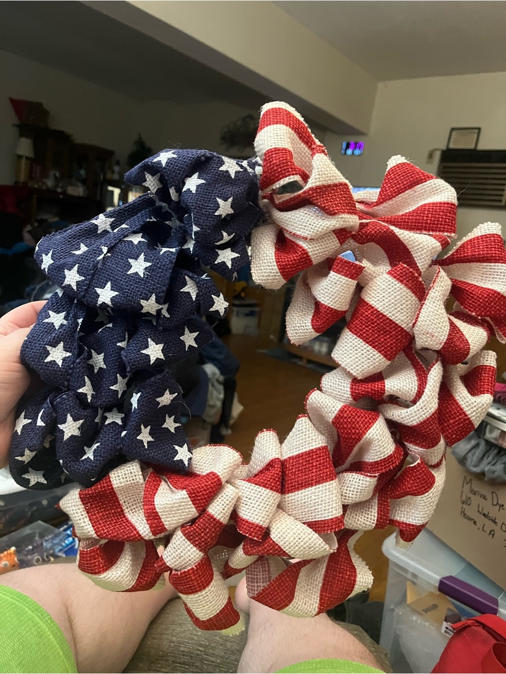 Patriotic American Flag Burlap Wreath